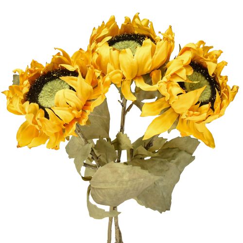 Floristik24 Sztuczne słoneczniki, dekoracja słonecznikowa, Drylook, dł. 60 cm, 3 sztuki