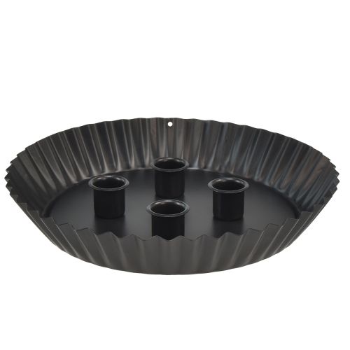 Produkt Designerski metalowy świecznik w kształcie ciasta - czarny, Ø 24 cm - elegancka dekoracja stołu na 4 świece - 2 sztuki