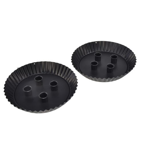 Produkt Metalowy świecznik w kształcie tortu – Czarny, Ø 24 cm – Elegancka dekoracja stołu na 4 świece – 2 sztuki