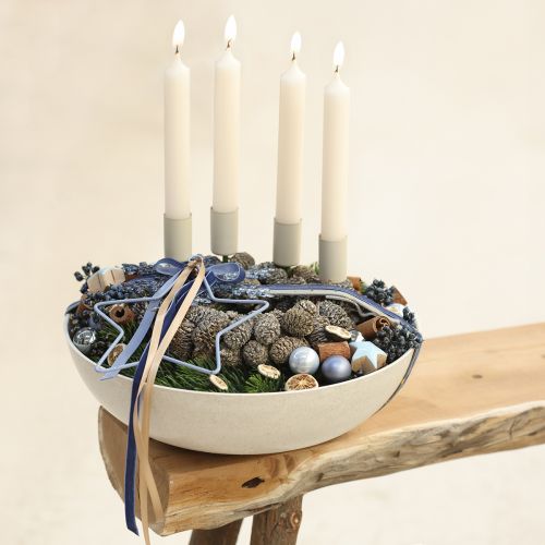 Produkt Świecznik metalowy na patyku, beżowy, wys. 11 cm, 4 sztuki