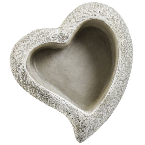 Produkt Odlewane kamienne serce miska na rośliny serce roślinne szare białe 16×16×5cm