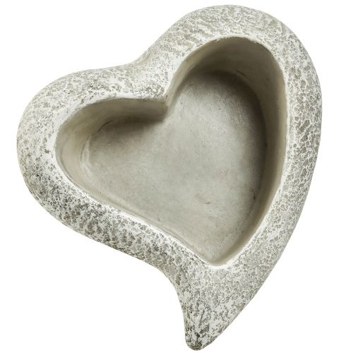 Produkt Odlewane kamienne serce miska na rośliny serce roślinne szare białe 19×19×7cm