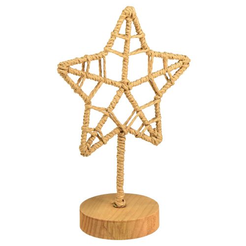 Produkt Dekoracja gwiazdek, metalowy stojak z drewna, włókno naturalne Ø15cm 2szt
