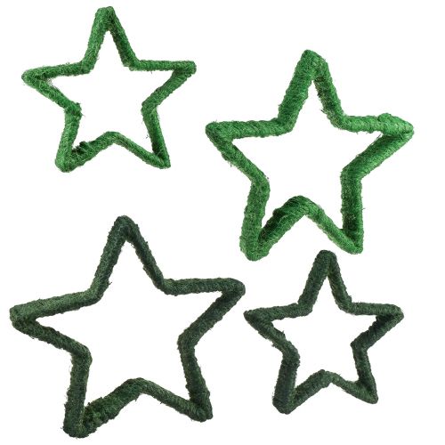 Floristik24 Gwiazdka na stojak Dekoracja świąteczna juta zielona 13/18cm 4szt