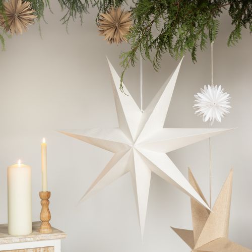 Floristik24 Lampa papierowa gwiazda biała zawieszka dekoracyjna 75x20cm 2szt