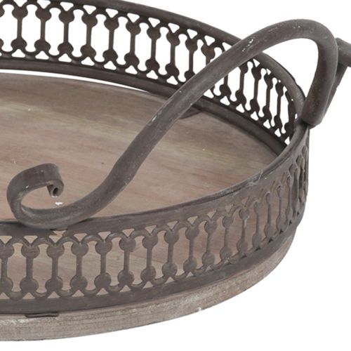 Produkt Taca z uchwytami okrągła taca w kolorze antycznego brązu Ø26/33cm, zestaw 2 szt
