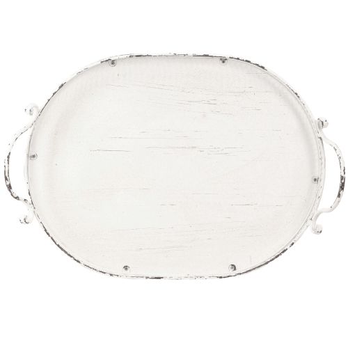 Produkt Taca owalna Shabby Chic z uchwytami biała 36/45cm, zestaw 2 szt