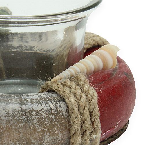 Floristik24 Uchwyt na tealighta Life ring Biały, Czerwony Ø8,5cm