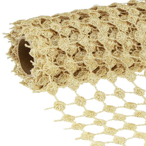 Produkt Bieżnik w kratkę w kolorze złotym kremowy z brokatem S19cm D1,5m
