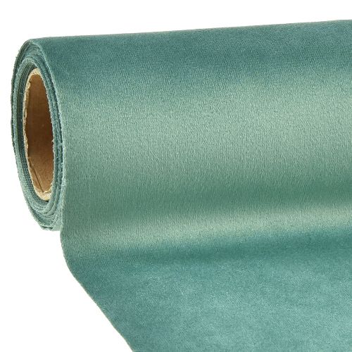 Floristik24 Bieżnik aksamitny zielony turkusowy, tkanina dekoracyjna 28×270cm - elegancki bieżnik do świątecznej dekoracji