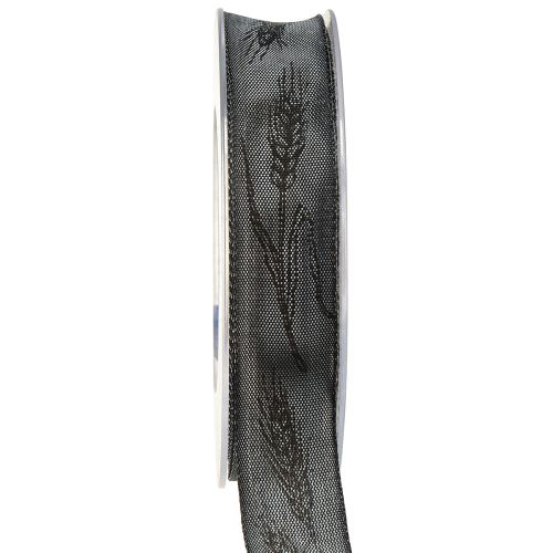 Floristik24 Wstążka żałobna ozdobna wstążka srebrno-czarna z uszami W40mm D25m