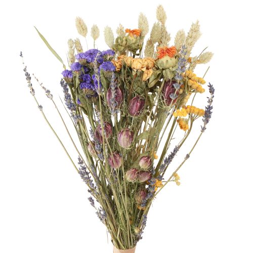 Produkt Bukiet suszonych kwiatów fioletowo-pomarańczowych ziaren lawendy morskiej 55cm