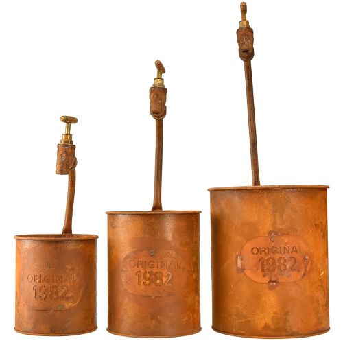 Produkt Donica dekoracyjna patynowana metalowa z kranem wys. 25/37/43cm kpl. 3 szt