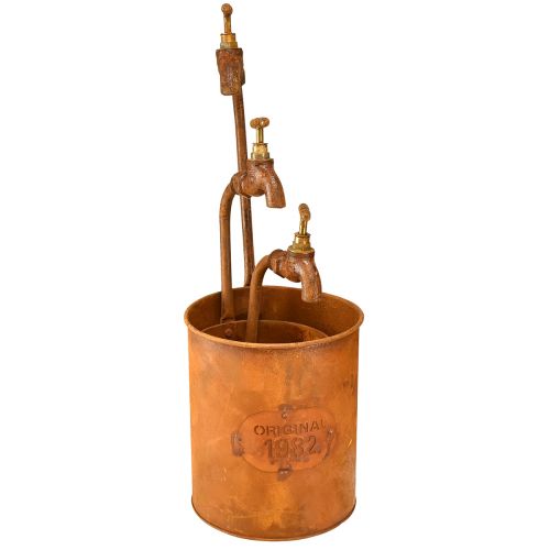 Donica dekoracyjna patynowana metalowa z kranem wys. 25/37/43cm kpl. 3 szt | Floristik24.pl