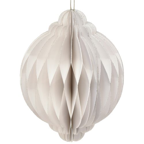 Floristik24 Kulka o strukturze plastra miodu Świąteczna kulka papierowa biała FSC Ø15cm W20cm