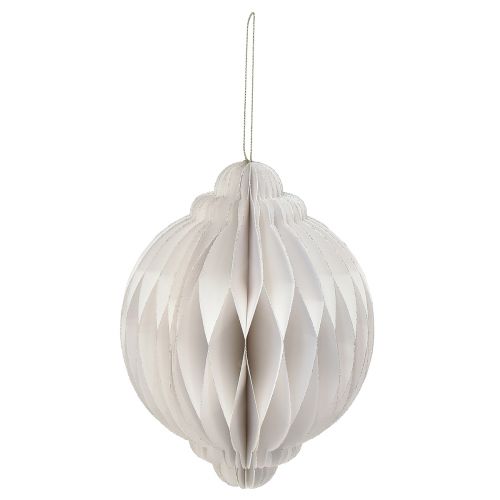 Produkt Kulka o strukturze plastra miodu Świąteczna kulka papierowa biała FSC Ø15cm W20cm
