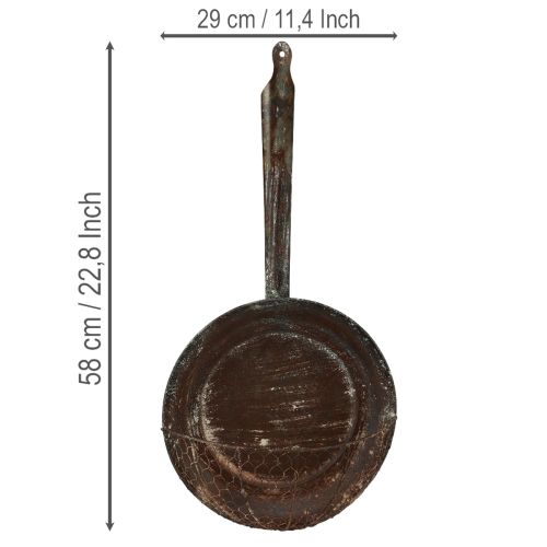 Produkt Metalowa dekoracja ścienna, kosz dekoracyjny, patelnia dekoracyjna w kolorze rdzy, brązowa, wys. 58 cm