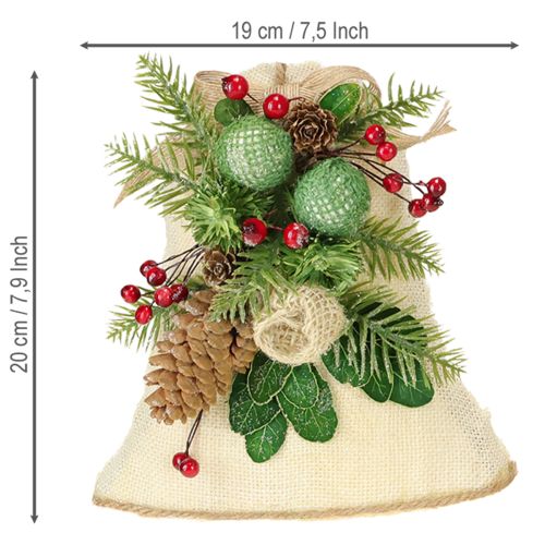 Produkt Dekoracja ścienna świąteczna, dzwonek, juta, mix, wys. 20 cm, 2 sztuki