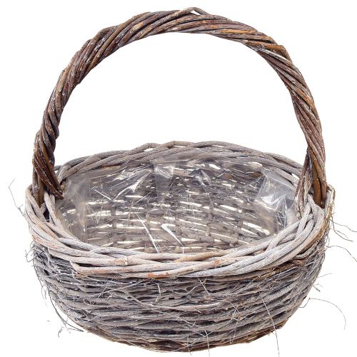 Produkt Kosz wiklinowy z rączką owalny biały naturalny L32/40cm – zestaw 2 szt
