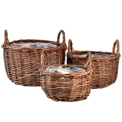 Wszechstronny zestaw okrągłych koszy wiklinowych z uchwytami - 3 rozmiary (30 cm, 26 cm, 20 cm) - Idealny do przechowywania i dekoracji wnętrz - Zestaw 3 szt.