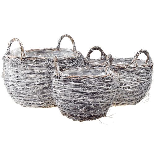 Floristik24 Zestaw koszy wiklinowych w kolorze białym - 3 rozmiary (42 cm, 36 cm, 26 cm) - Wszechstronny do dekoracji i przechowywania - Zestaw 3 sztuk
