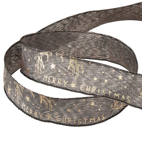 Produkt Świąteczna wstążka dekoracja z poroża gwiazdy w kolorze brązowo-złotym W25mm L15m