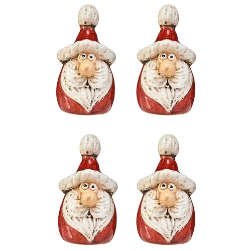 Produkt Śliczna ceramiczna figurka Świętego Mikołaja w kolorze czerwono-białym, 10cm - idealna dekoracja świąteczna - 4 sztuki