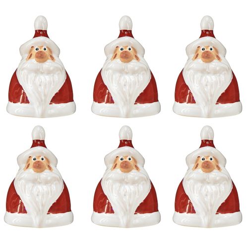 Produkt Figurka Ceramiczna Świętego Mikołaja, czerwono-biała, 6,4cm – Świąteczna dekoracja świąteczna – 6 szt