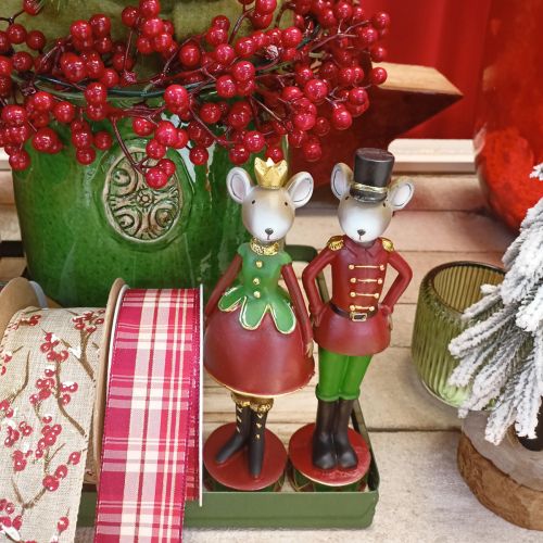 Produkt Figurki dekoracyjne myszki świąteczne 14,5cm czerwono-zielone 2 sztuki