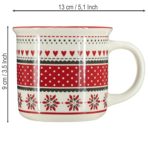 Produkt Kubek świąteczny ceramiczny czerwony i biały Ø10cm wys.9cm