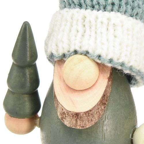Produkt Świąteczna dekoracja krasnal gnom drewno zielona mięta wys. 14cm 6 szt