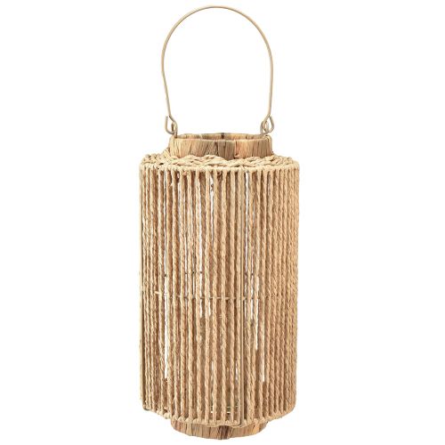 Latarnia z rafii z uchwytem z naturalnego włókna na świecę LED Ø19cm W36cm