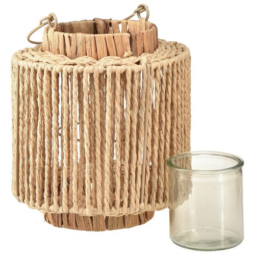 Produkt Latarnia z rafii z uchwytem z naturalnego włókna metalowego Ø19cm W21cm
