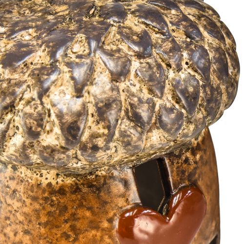 Produkt Latarnia żołędziowa brązowa, 15,4cm - Rustykalna jesienna dekoracja z motywem serca