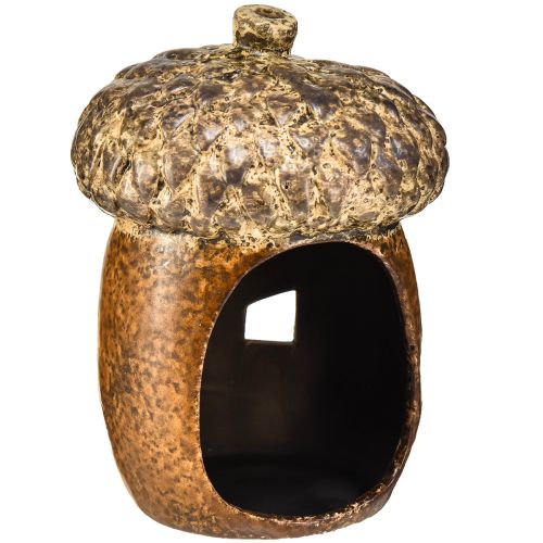 Produkt Latarnia żołędziowa brązowa, 15,4cm - Rustykalna jesienna dekoracja z motywem serca
