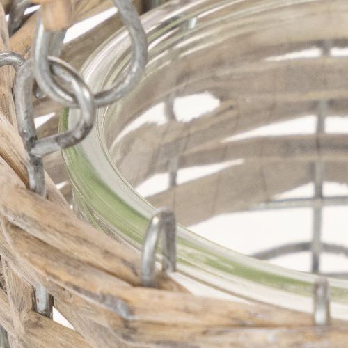 Wisząca ozdoba w kształcie latarenki, metal, szkło, wierzba, Ø13cm, wys.12cm, 2 sztuki | Floristik24.pl