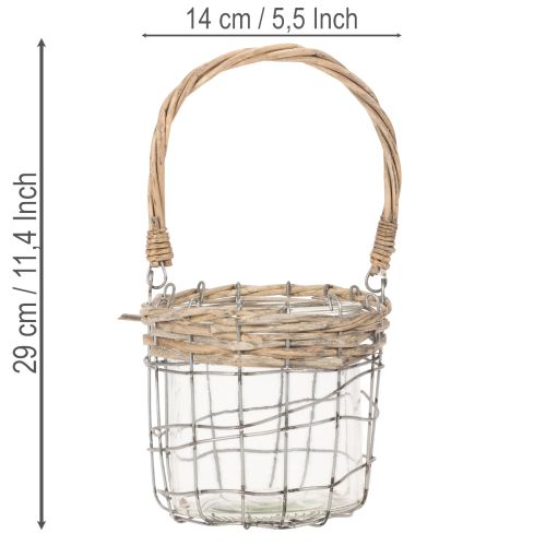 Produkt Lampion wiszący, szkło, metal, wierzba, Ø14,5cm, 2 sztuki