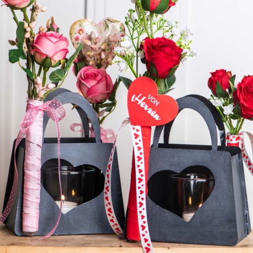 Produkt Latarnia Metalowa Ozdoba Worek z Sercem Antracyt H18cm 2szt