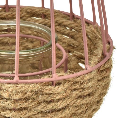 Produkt Latarnia z uchwytem i szkłem świecy w kolorze różowym naturalnym Ø18cm W22cm
