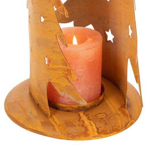 Lampion na choinkę, metalowa ozdoba w rustykalnym wykończeniu, Boże Narodzenie wys. 46 cm szer. 25,5 cm | Floristik24.pl