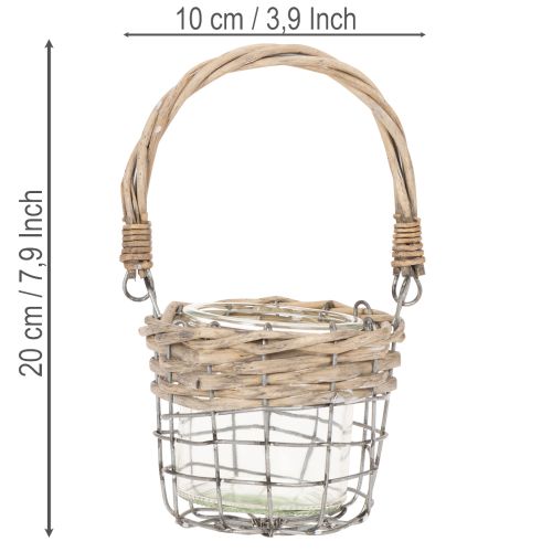 Podgrzewacz, szkło, metal, wierzba, Ø10,5cm, 3 sztuki | Floristik24.pl