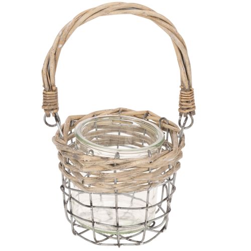 Podgrzewacz, szkło, metal, wierzba, Ø10,5cm, 3 sztuki | Floristik24.pl