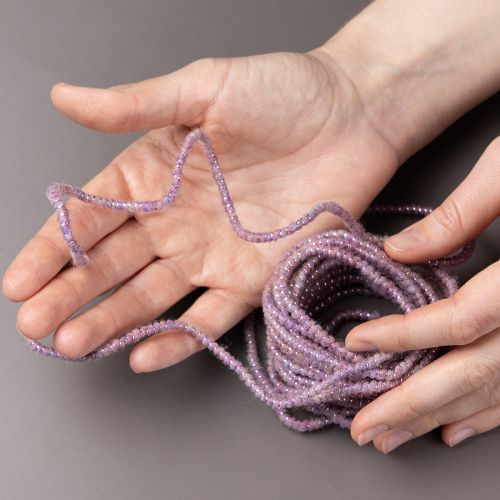 Produkt Sznurek wełniany z różową i złotą nicią, 5m x 5mm z drutem, do dekoracji i rękodzieła