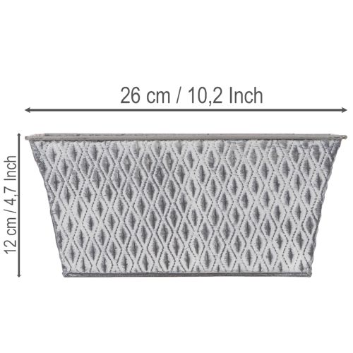 Miska cynkowa z wzorem diamentowym, 26 cm x 15,5 cm | Floristik24.pl