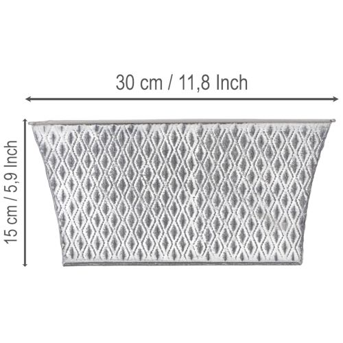 Miska cynkowa z wzorem diamentowym 30cm×18cm wys. 15cm | Floristik24.pl