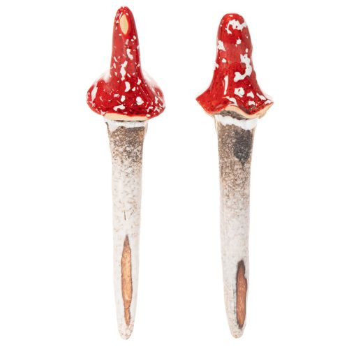 Figurka krasnala do przyklejania, z długą brodą i kapeluszem w kształcie grzyba, dekoracja, 17cm, 2 szt. | Floristik24.pl