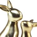 Floristik24 Zajączki wielkanocne, ceramiczny złoty króliczek mama 20/13 cm, zestaw 2 sztuk
