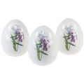 Floristik24 Ceramiczna dekoracja jajek wielkanocnych z dekoracją kwiatową 12cm 3szt