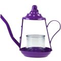 Floristik24 Świecznik na tealighty Szklany czajniczek z latarnią fioletowy Ø13cm W22cm