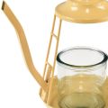 Floristik24 Świecznik na tealighty, szklana latarnia, czajniczek, pomarańczowy Ø13cm 22cm